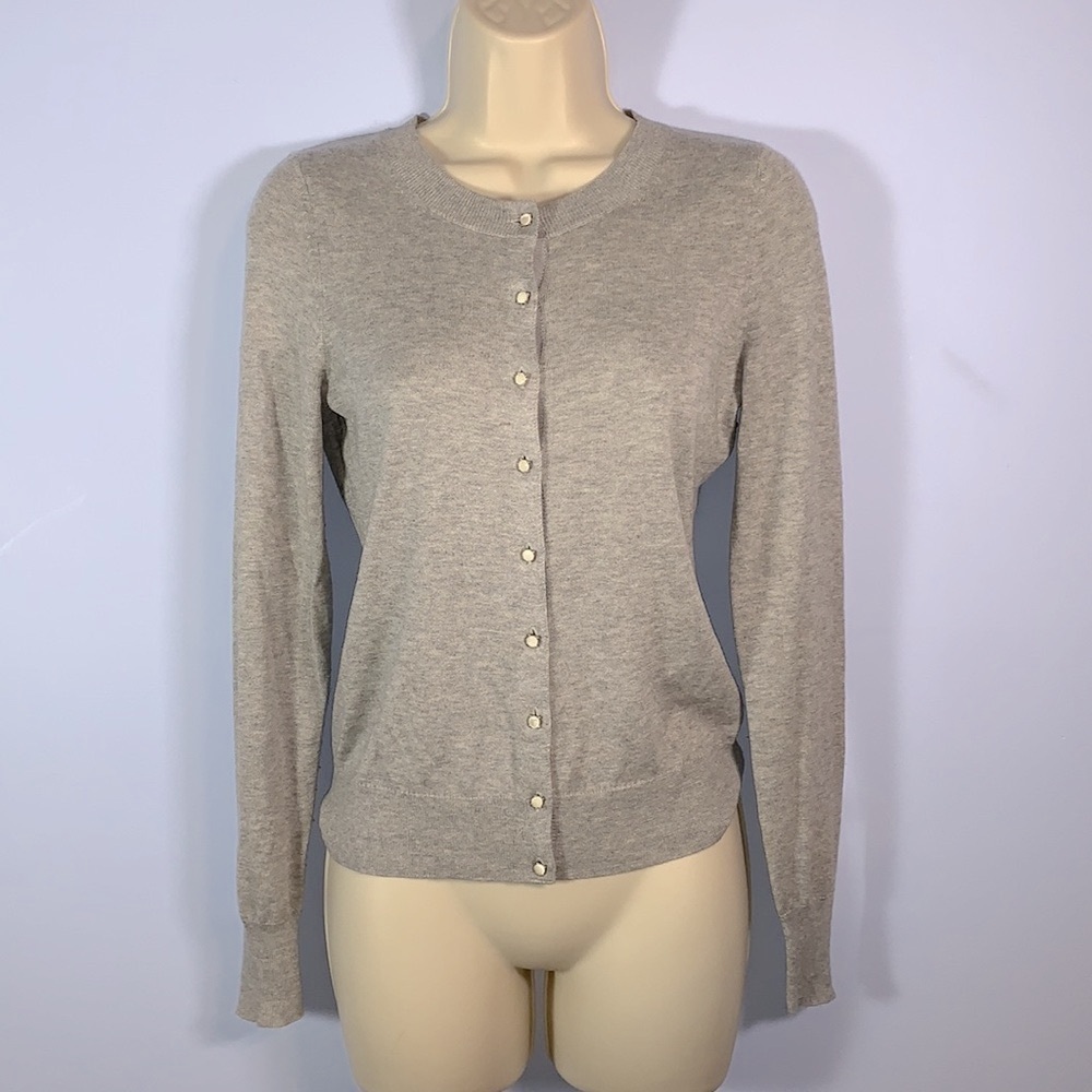 Banana republic gray silk cotton blend opal pearl button up cardigan size XS